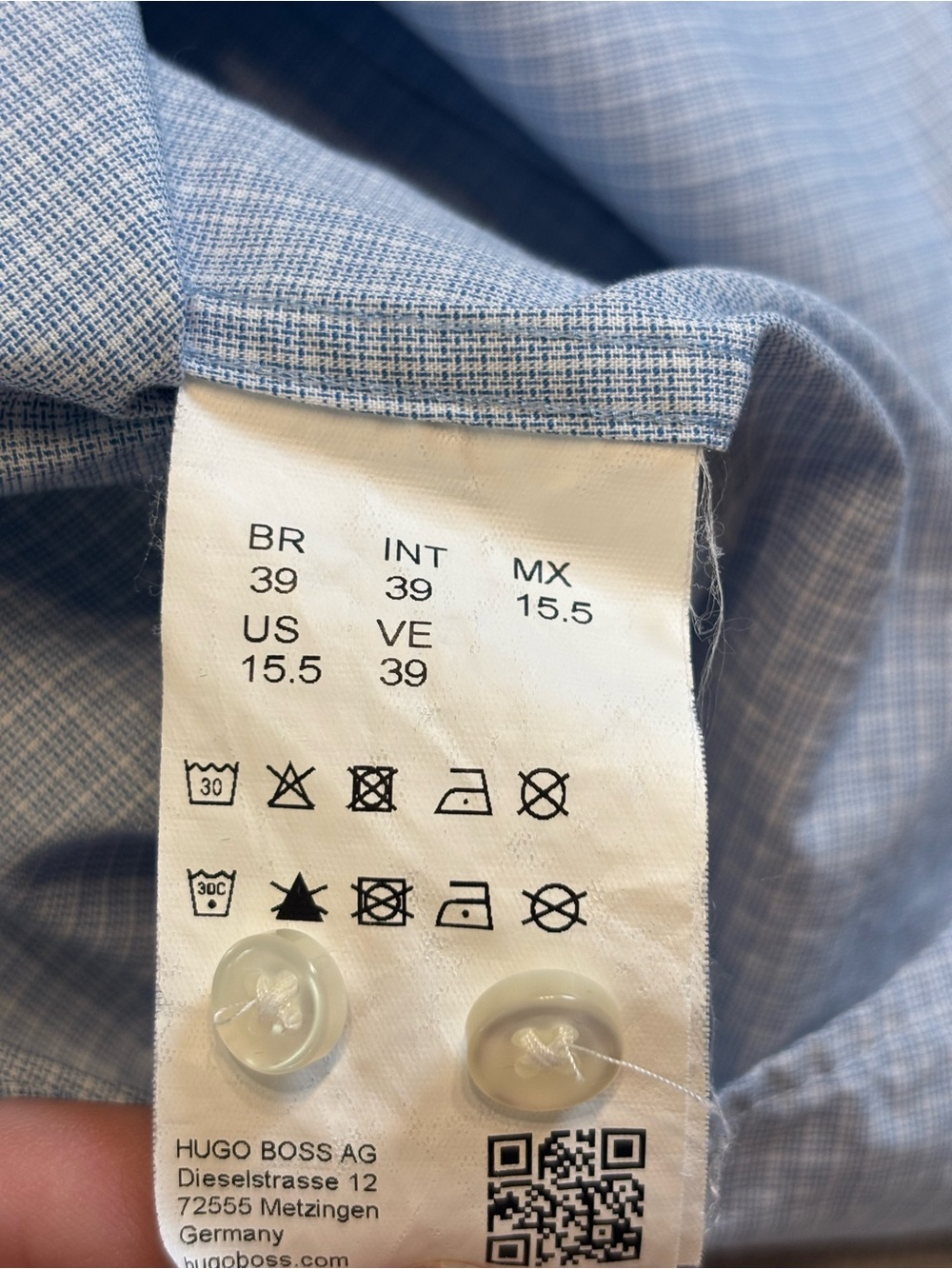 BOSS Hugo Boss Kason Slim Fit Dress Shirt Light Blue Micro Check Size 15.5 M EUC - Picture 6 of 8